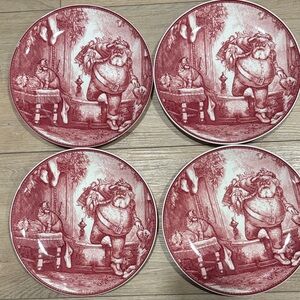 WEDGWOOD  (4) Williams Sonoma Mayfair Father Christmas Salad Plate 8 3/4" 2002